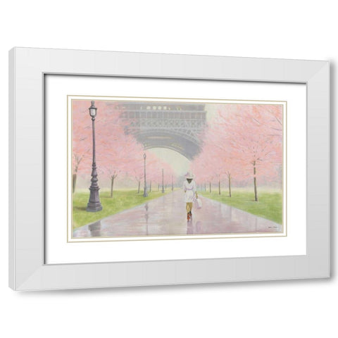 Printemps a Paris I White Modern Wood Framed Art Print with Double Matting by Fabiano, Marco