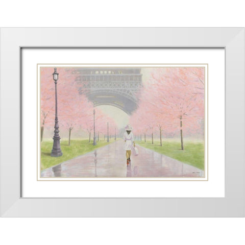 Printemps a Paris I White Modern Wood Framed Art Print with Double Matting by Fabiano, Marco
