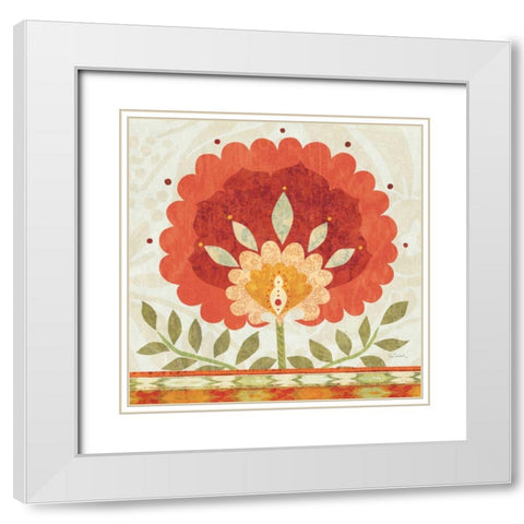 Ikat Bloom II White Modern Wood Framed Art Print with Double Matting by Schlabach, Sue