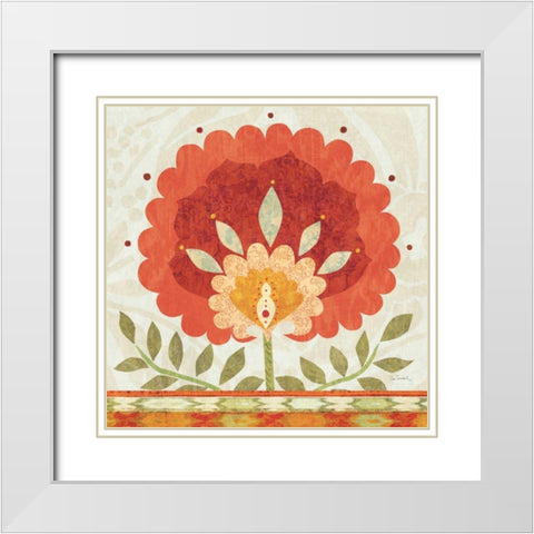 Ikat Bloom II White Modern Wood Framed Art Print with Double Matting by Schlabach, Sue