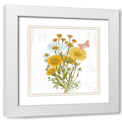 White Barn Flowers X Sq White Modern Wood Framed Art Print with Double Matting by Schlabach, Sue