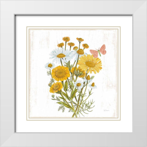 White Barn Flowers X Sq White Modern Wood Framed Art Print with Double Matting by Schlabach, Sue