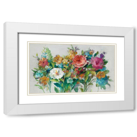 Country Florals Neutral White Modern Wood Framed Art Print with Double Matting by Nai, Danhui