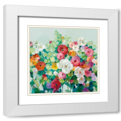 June Beauties Pale Blue White Modern Wood Framed Art Print with Double Matting by Nai, Danhui
