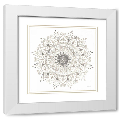 Mandala Delight I Neutral White Modern Wood Framed Art Print with Double Matting by Nai, Danhui