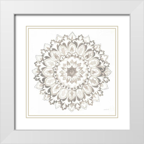 Mandala Delight II Neutral White Modern Wood Framed Art Print with Double Matting by Nai, Danhui