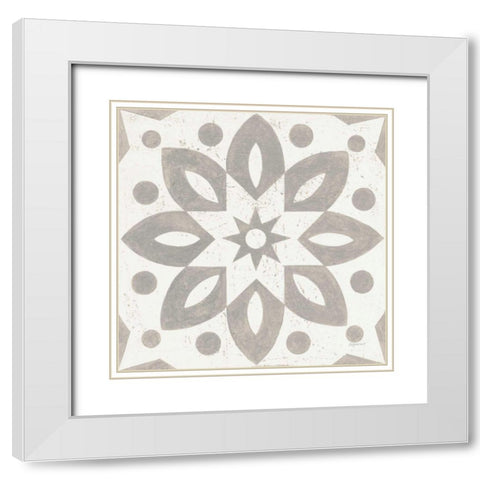 Winter Caravan Tile I White Modern Wood Framed Art Print with Double Matting by Lovell, Kathrine