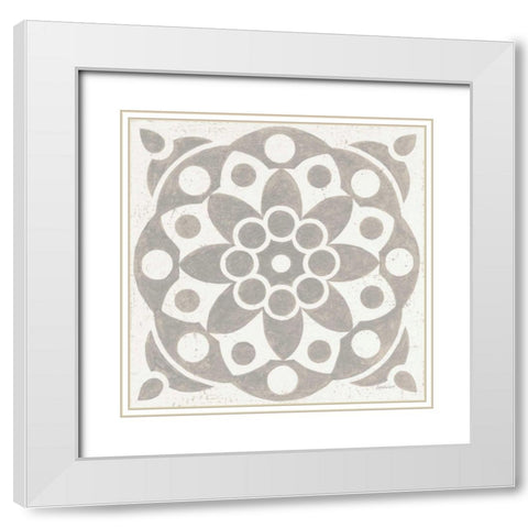 Winter Caravan Tile II White Modern Wood Framed Art Print with Double Matting by Lovell, Kathrine
