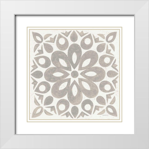 Winter Caravan Tile III White Modern Wood Framed Art Print with Double Matting by Lovell, Kathrine