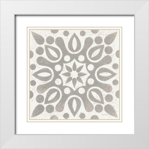 Winter Caravan Tile IV White Modern Wood Framed Art Print with Double Matting by Lovell, Kathrine