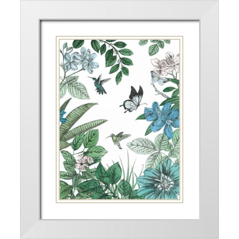 Butterflies and Flowers I White Modern Wood Framed Art Print with Double Matting by Ilangaratne, Amelia