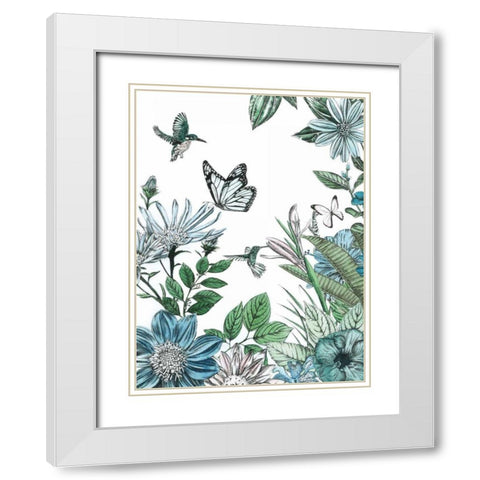 Butterflies and Flowers IV White Modern Wood Framed Art Print with Double Matting by Ilangaratne, Amelia