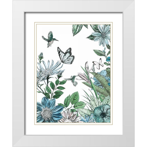 Butterflies and Flowers IV White Modern Wood Framed Art Print with Double Matting by Ilangaratne, Amelia