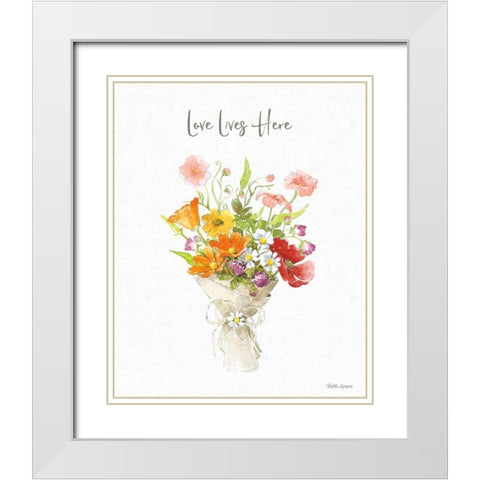 Farmhouse Floral V White Modern Wood Framed Art Print with Double Matting by Grove, Beth