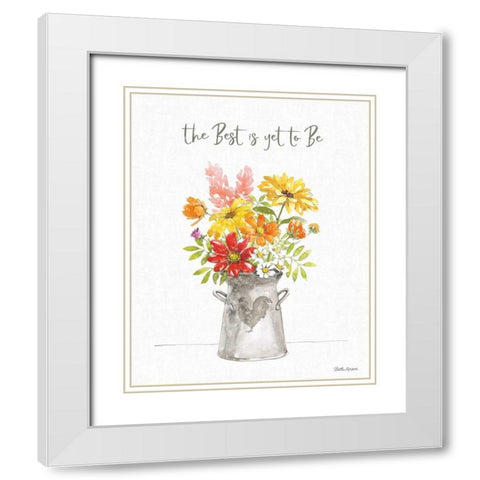 Farmhouse Floral VI White Modern Wood Framed Art Print with Double Matting by Grove, Beth