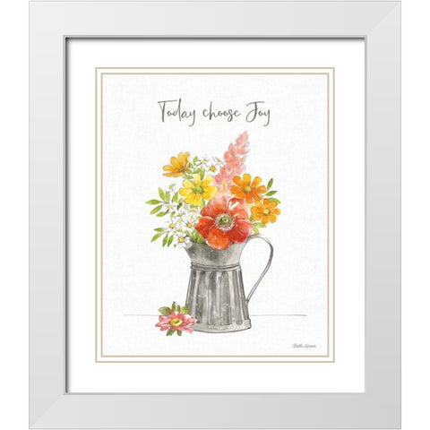 Farmhouse Floral VII White Modern Wood Framed Art Print with Double Matting by Grove, Beth