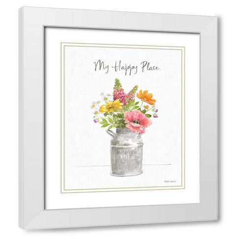 Farmhouse Floral VIII White Modern Wood Framed Art Print with Double Matting by Grove, Beth