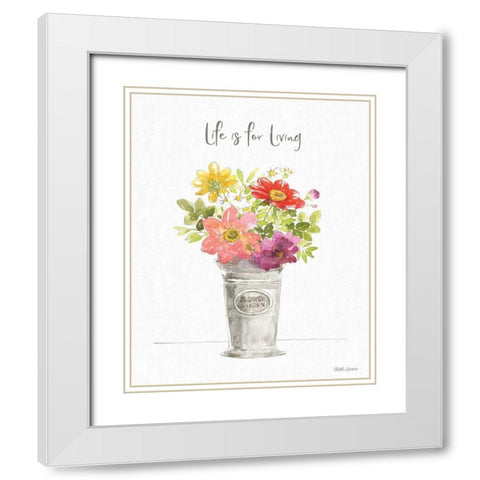 Farmhouse Floral IX White Modern Wood Framed Art Print with Double Matting by Grove, Beth