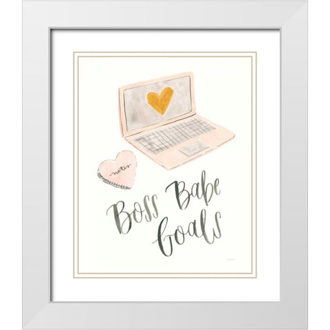 Boss Babe I White Modern Wood Framed Art Print with Double Matting by Jackson, Jenaya