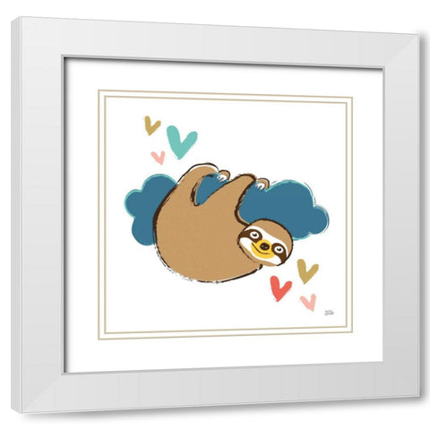 Colorful Sloth II White Modern Wood Framed Art Print with Double Matting by Averinos, Melissa