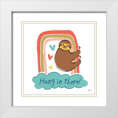 Colorful Sloth I v2 White Modern Wood Framed Art Print with Double Matting by Averinos, Melissa