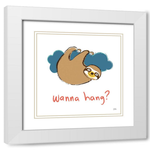 Colorful Sloth II v2 White Modern Wood Framed Art Print with Double Matting by Averinos, Melissa