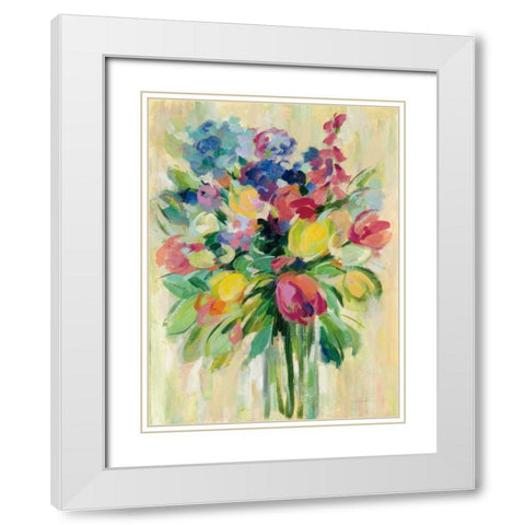 Earthy Colors Bouquet II White Modern Wood Framed Art Print with Double Matting by Vassileva, Silvia