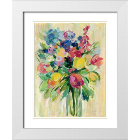 Earthy Colors Bouquet II White Modern Wood Framed Art Print with Double Matting by Vassileva, Silvia