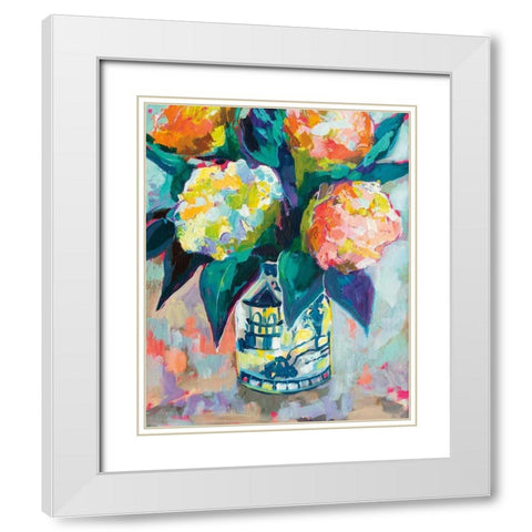 Sunset Bouquet White Modern Wood Framed Art Print with Double Matting by Vertentes, Jeanette