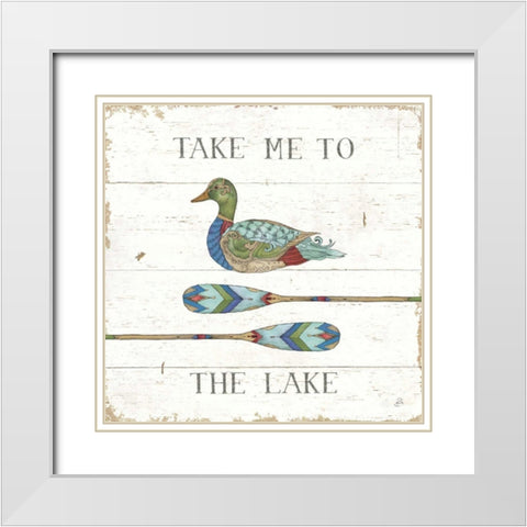 Lake Sketches VII Color White Modern Wood Framed Art Print with Double Matting by Brissonnet, Daphne