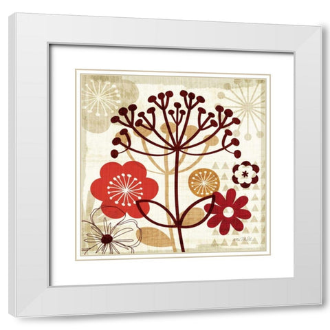 Floral Pop II White Modern Wood Framed Art Print with Double Matting by Mullan, Michael