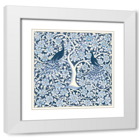 Peacock Garden VII v2 White Modern Wood Framed Art Print with Double Matting by Thomas, Miranda