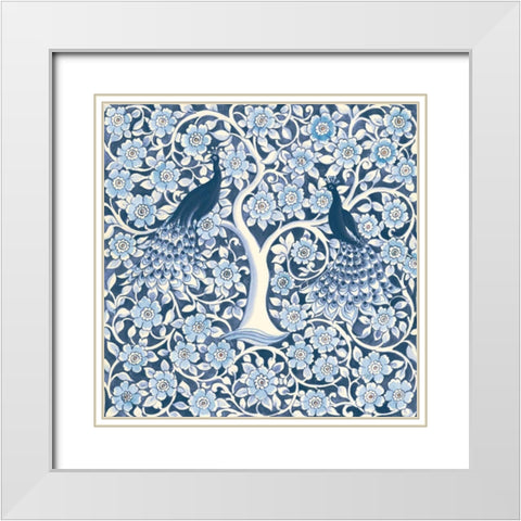 Peacock Garden VII v2 White Modern Wood Framed Art Print with Double Matting by Thomas, Miranda
