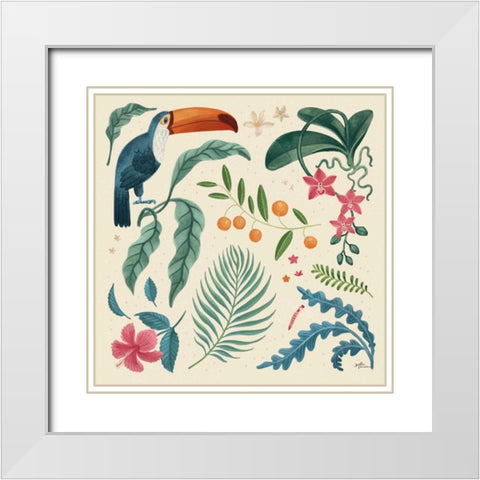 Jungle Love III Cream White Modern Wood Framed Art Print with Double Matting by Penner, Janelle