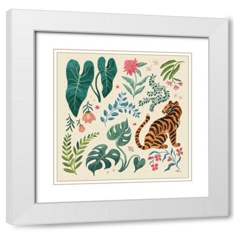 Jungle Love V Cream White Modern Wood Framed Art Print with Double Matting by Penner, Janelle