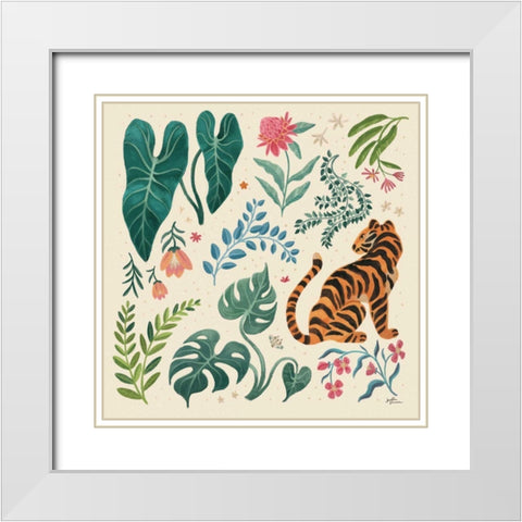 Jungle Love V Cream White Modern Wood Framed Art Print with Double Matting by Penner, Janelle