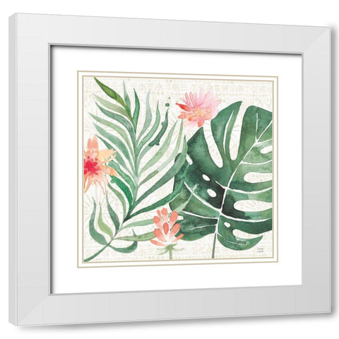 Paradise Petals III White Modern Wood Framed Art Print with Double Matting by June, Dina