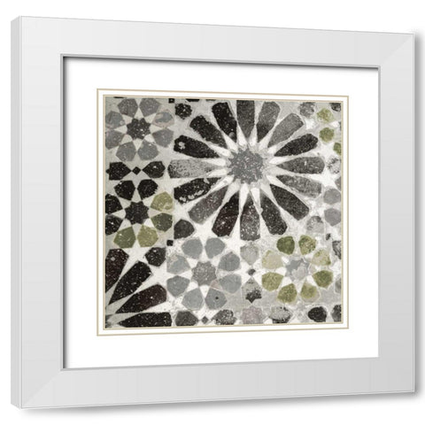 Alhambra Tile III Gray Green White Modern Wood Framed Art Print with Double Matting by Schlabach, Sue