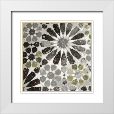 Alhambra Tile III Gray Green White Modern Wood Framed Art Print with Double Matting by Schlabach, Sue