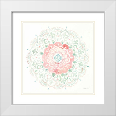 Mandala Delight IV Blue Green White Modern Wood Framed Art Print with Double Matting by Nai, Danhui