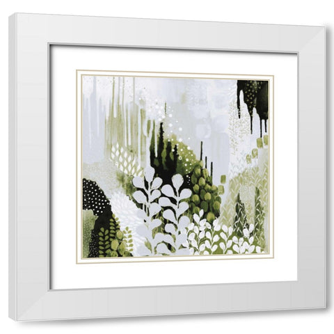 BW Forest II with Green White Modern Wood Framed Art Print with Double Matting by Ferguson, Kathy