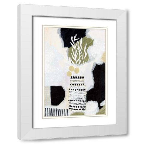 Tribal Still Life BWG White Modern Wood Framed Art Print with Double Matting by Mack, Lynn
