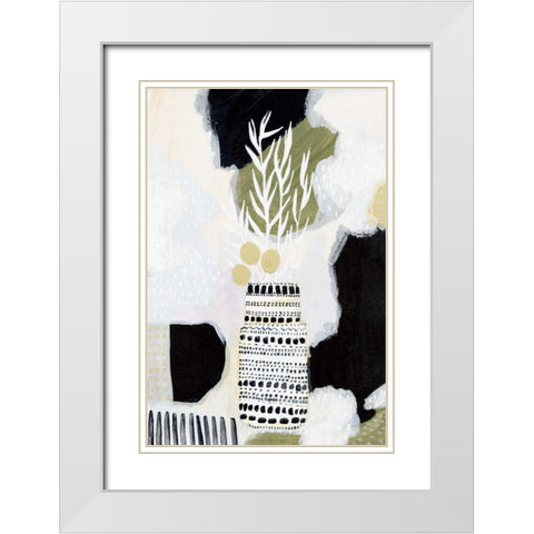 Tribal Still Life BWG White Modern Wood Framed Art Print with Double Matting by Mack, Lynn