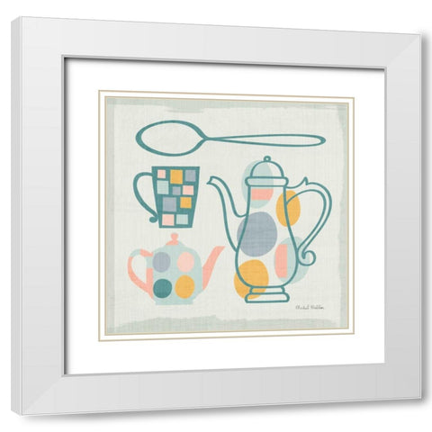 Modern Kitchen Sq IV Pastel White Modern Wood Framed Art Print with Double Matting by Mullan, Michael