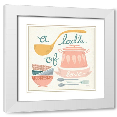 A Ladle of Love Pastel White Modern Wood Framed Art Print with Double Matting by Urban, Mary