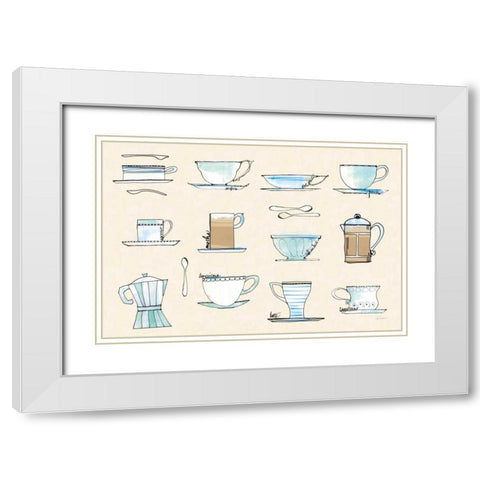 Good Brew Coffee Cups White Modern Wood Framed Art Print with Double Matting by Schlabach, Sue