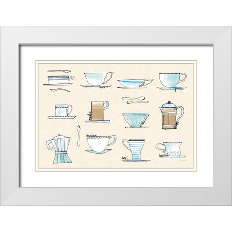 Good Brew Coffee Cups White Modern Wood Framed Art Print with Double Matting by Schlabach, Sue