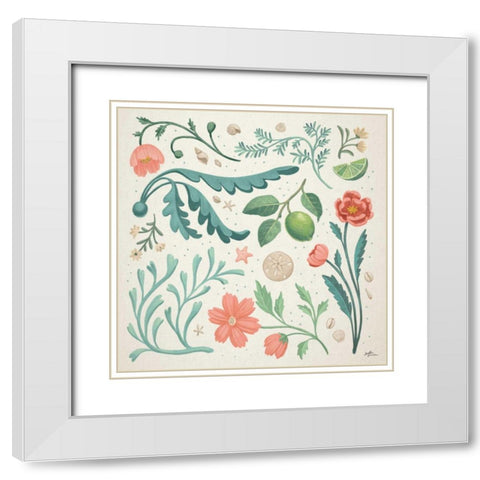 Seaside Botanical II White Modern Wood Framed Art Print with Double Matting by Penner, Janelle