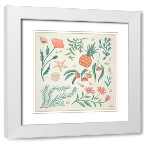 Seaside Botanical III White Modern Wood Framed Art Print with Double Matting by Penner, Janelle