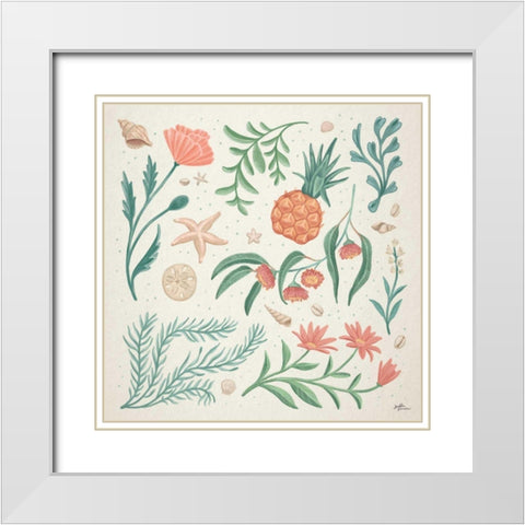 Seaside Botanical III White Modern Wood Framed Art Print with Double Matting by Penner, Janelle